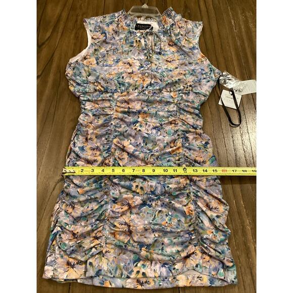 Laundry by Shelli Segal Rushed Bodycon Sleeveless Mini Dress Floral 14 NWT - Picture 5 of 10